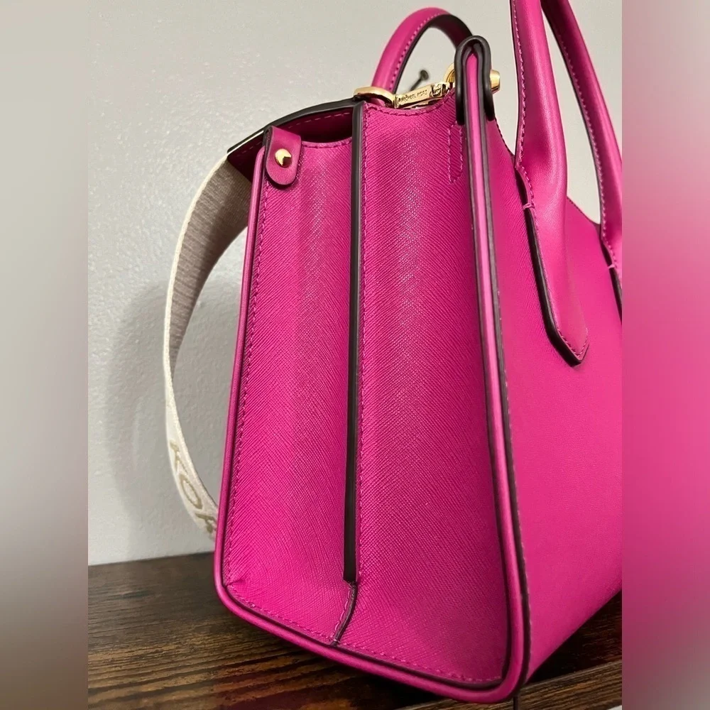 Michael Kors Maple Small Satchel Deep Fuchsia Saffiano Leather NWT - Picture 6 of 6